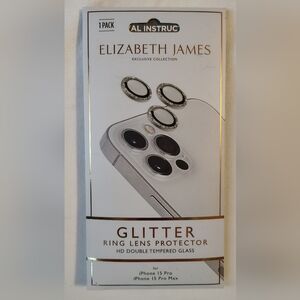 Elizabeth James Glitter Ring Lens Protector For iPhone 15 Pro And Pro Max NIB